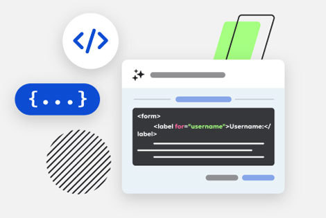 Illustration of a browser window showing HTML code with a labeled input field for 'Username', emphasizing proper code structure for accessibility.